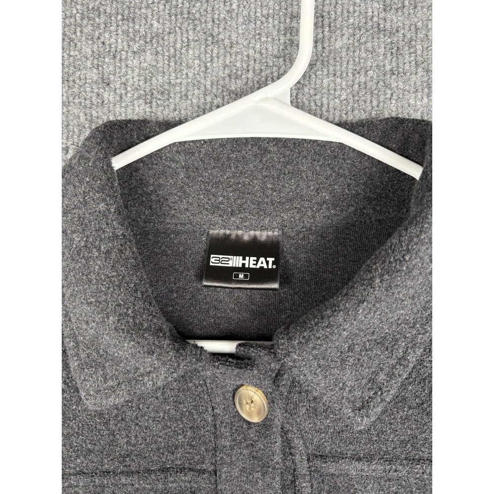 32 Degrees Heat Womens Medium Gray Fleece Shacket Button Front Shirt Jacket - Picture 2 of 7